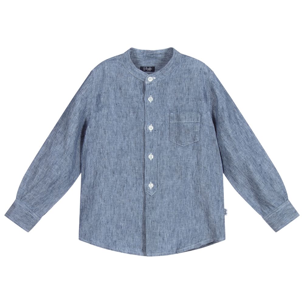 Il Gufo - Boys Blue Linen Shirt | Childrensalon