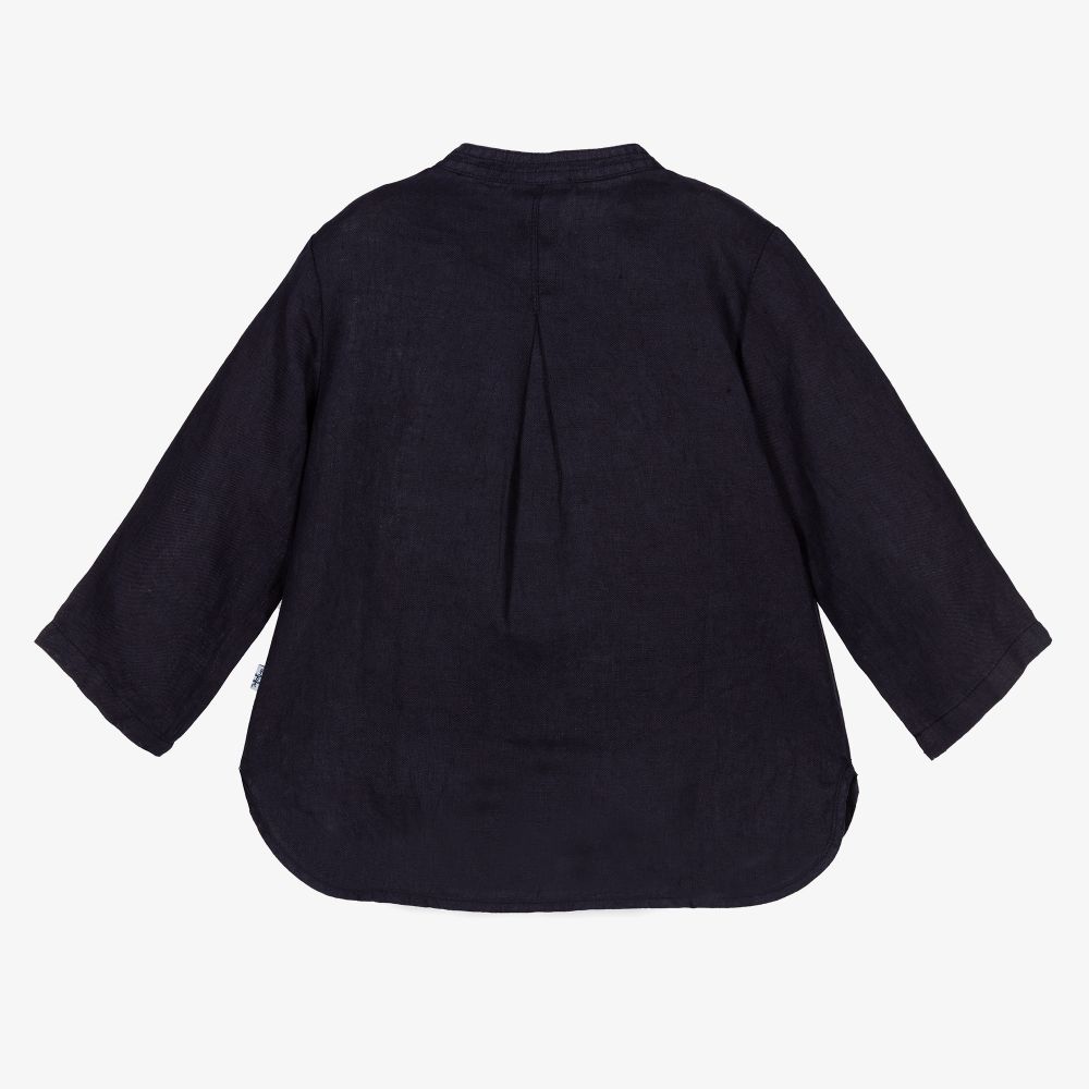 Il Gufo-Boys Blue Linen Shirt | Childrensalon Outlet