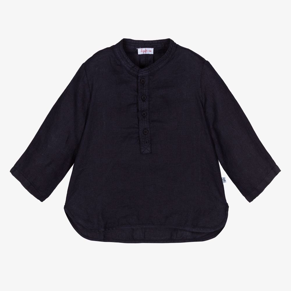 Il Gufo-Boys Blue Linen Shirt | Childrensalon Outlet