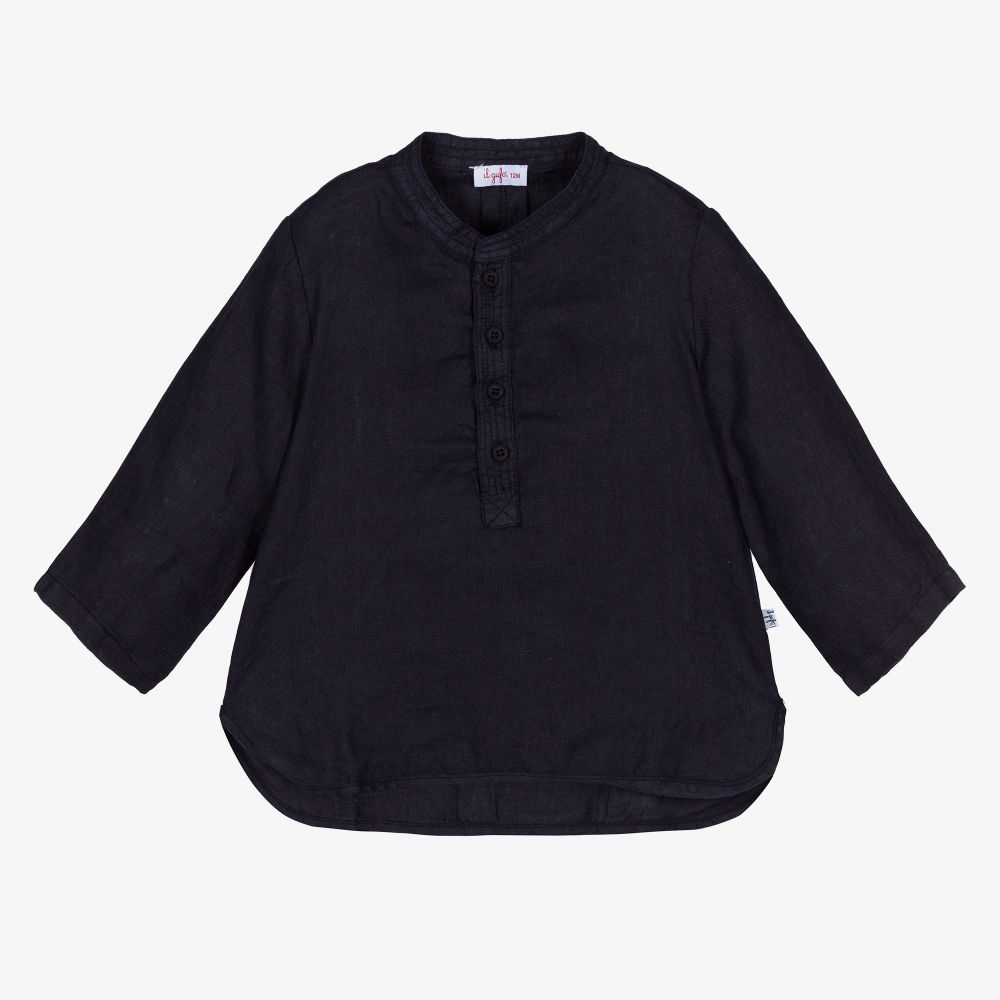 Il Gufo - Boys Blue Linen Shirt | Childrensalon