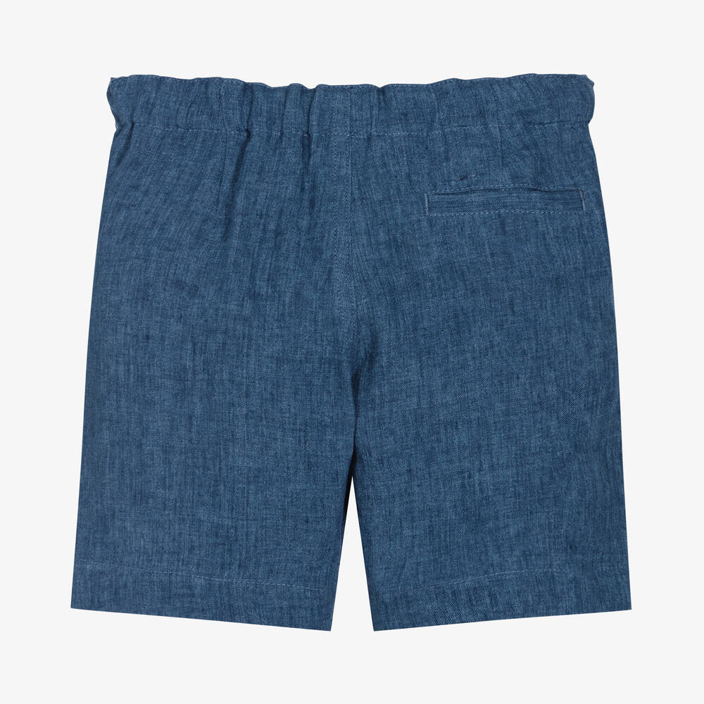 Il Gufo-Boys Blue Linen Shorts | Childrensalon Outlet