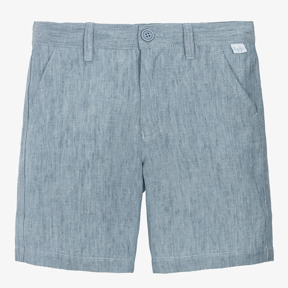 Il Gufo-Boys Blue Linen Shorts | Childrensalon Outlet