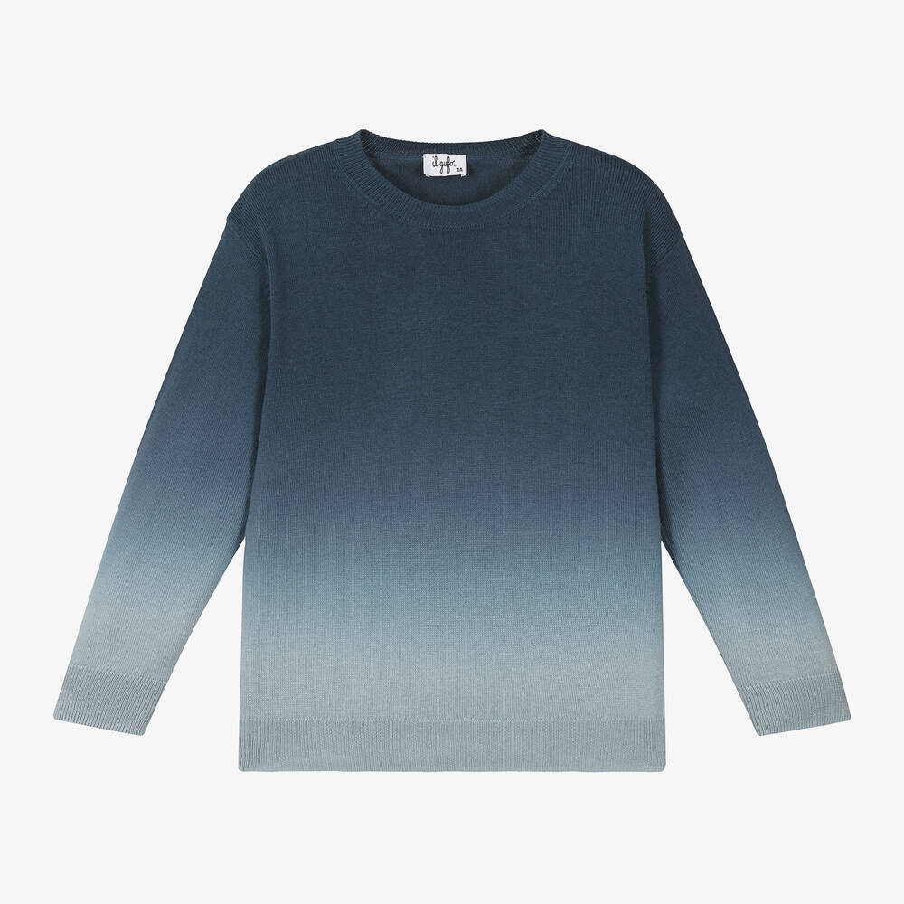 Il Gufo Boys Blue Ombre Cotton Knit Sweater Childrensalon Outlet