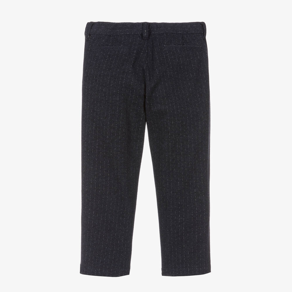 Il Gufo-بنطلون مزيج فيسكوز مقلّم لون كحلي للأولاد | Childrensalon Outlet