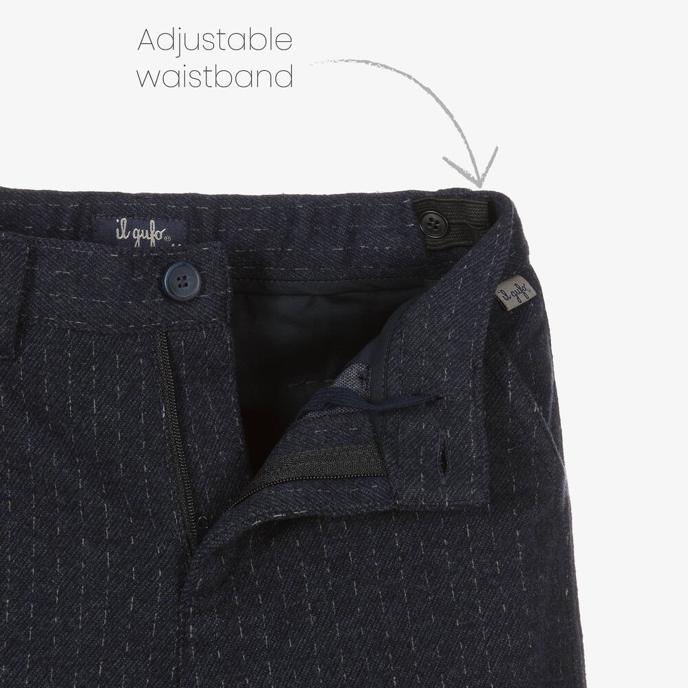 Il Gufo-بنطلون مزيج فيسكوز مقلّم لون كحلي للأولاد | Childrensalon Outlet