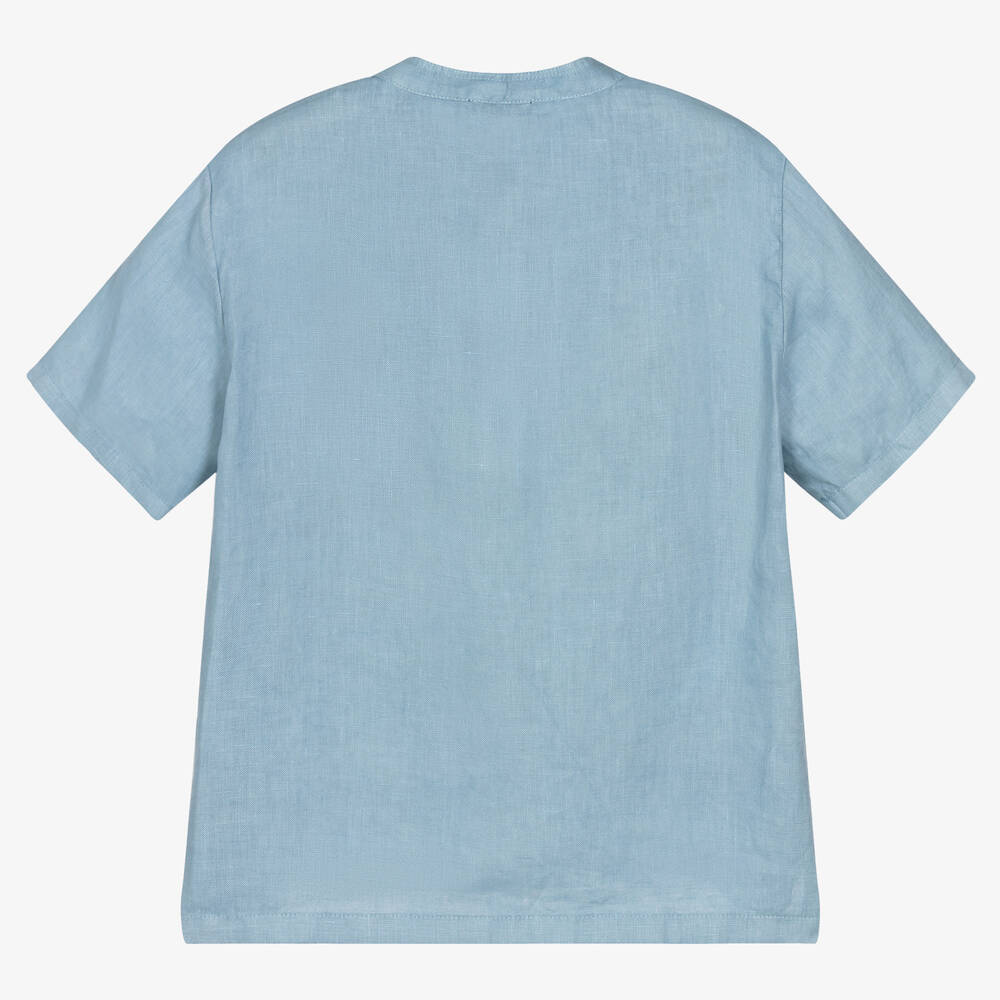 Il Gufo-قميص كتان لون أزرق للأولاد | Childrensalon Outlet