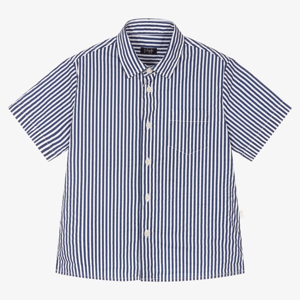Il Gufo - Хлопковая рубашка в синюю полоску для мальчиков | Childrensalon