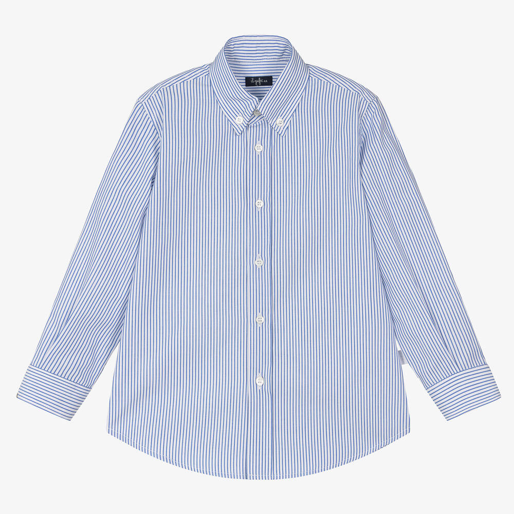 Il Gufo - Chemise rayée bleue en coton Garçon | Childrensalon