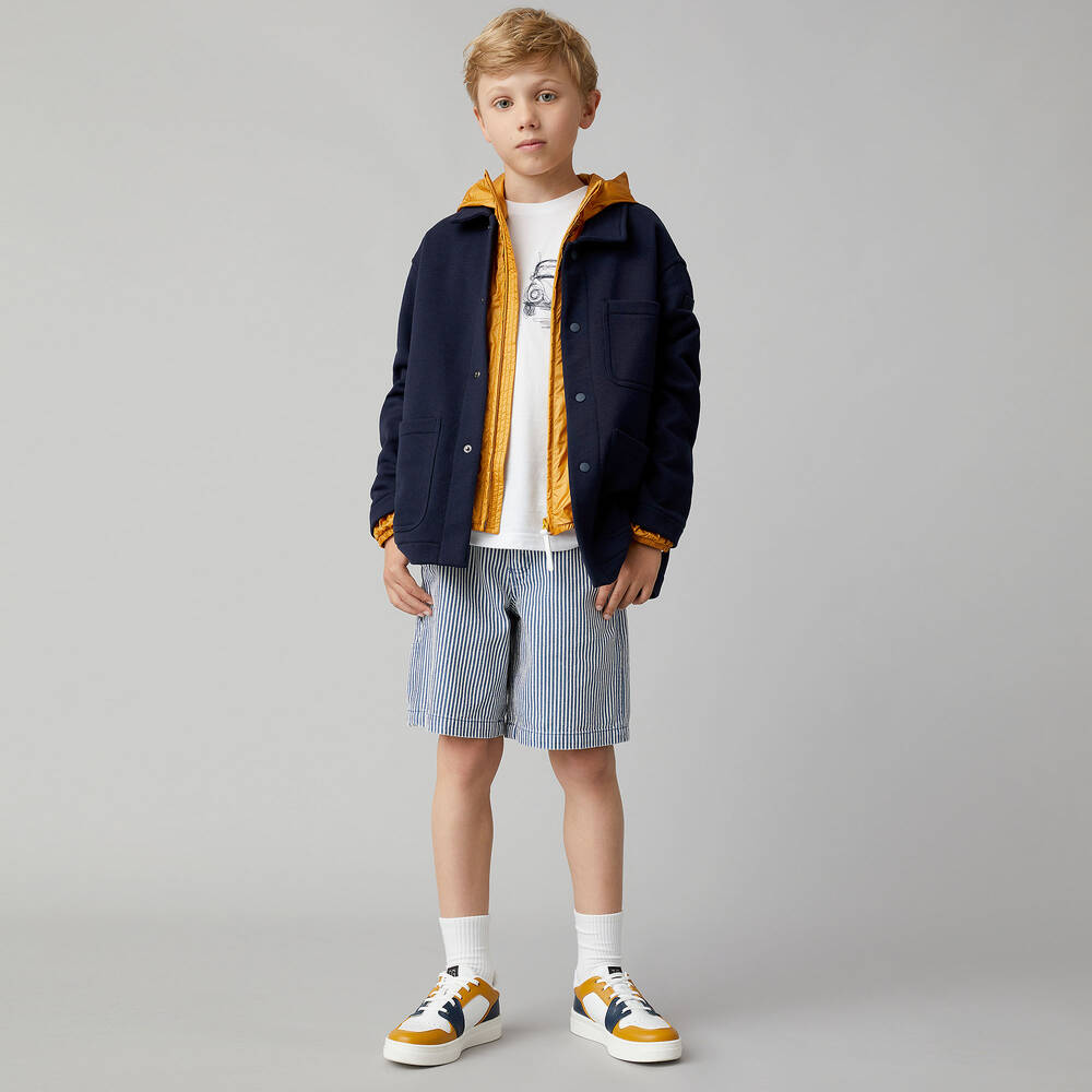 Il Gufo-Boys Blue Stripe Cotton Shorts | Childrensalon Outlet