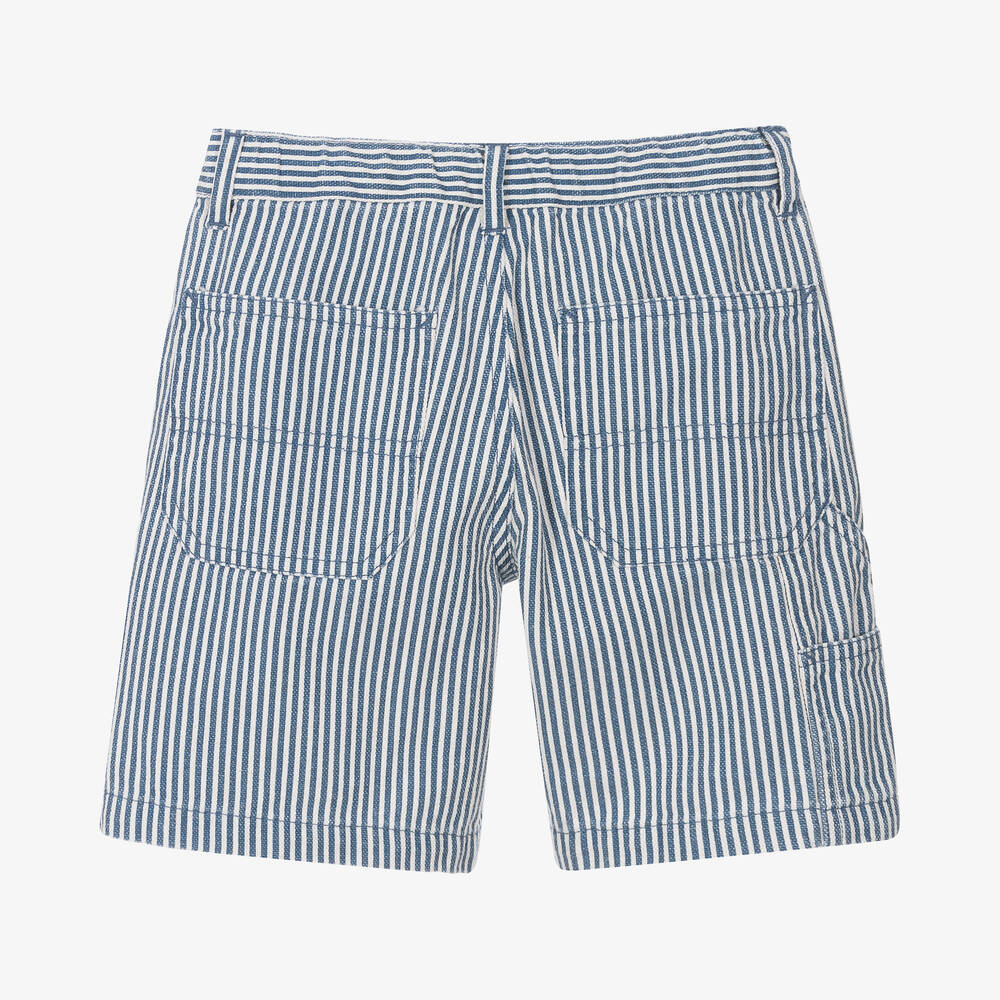 Il Gufo-Boys Blue Stripe Cotton Shorts | Childrensalon Outlet