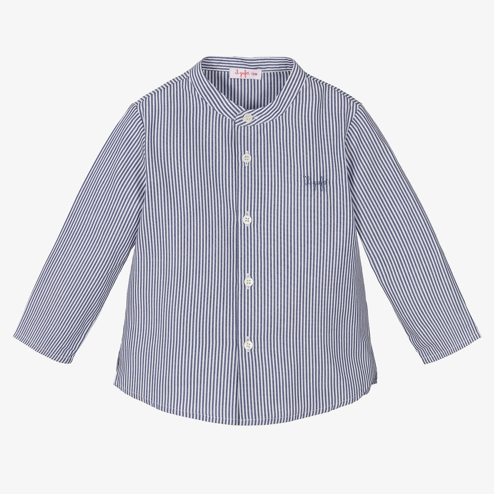 Il Gufo - Chemise bleue rayée en coton garçon | Childrensalon