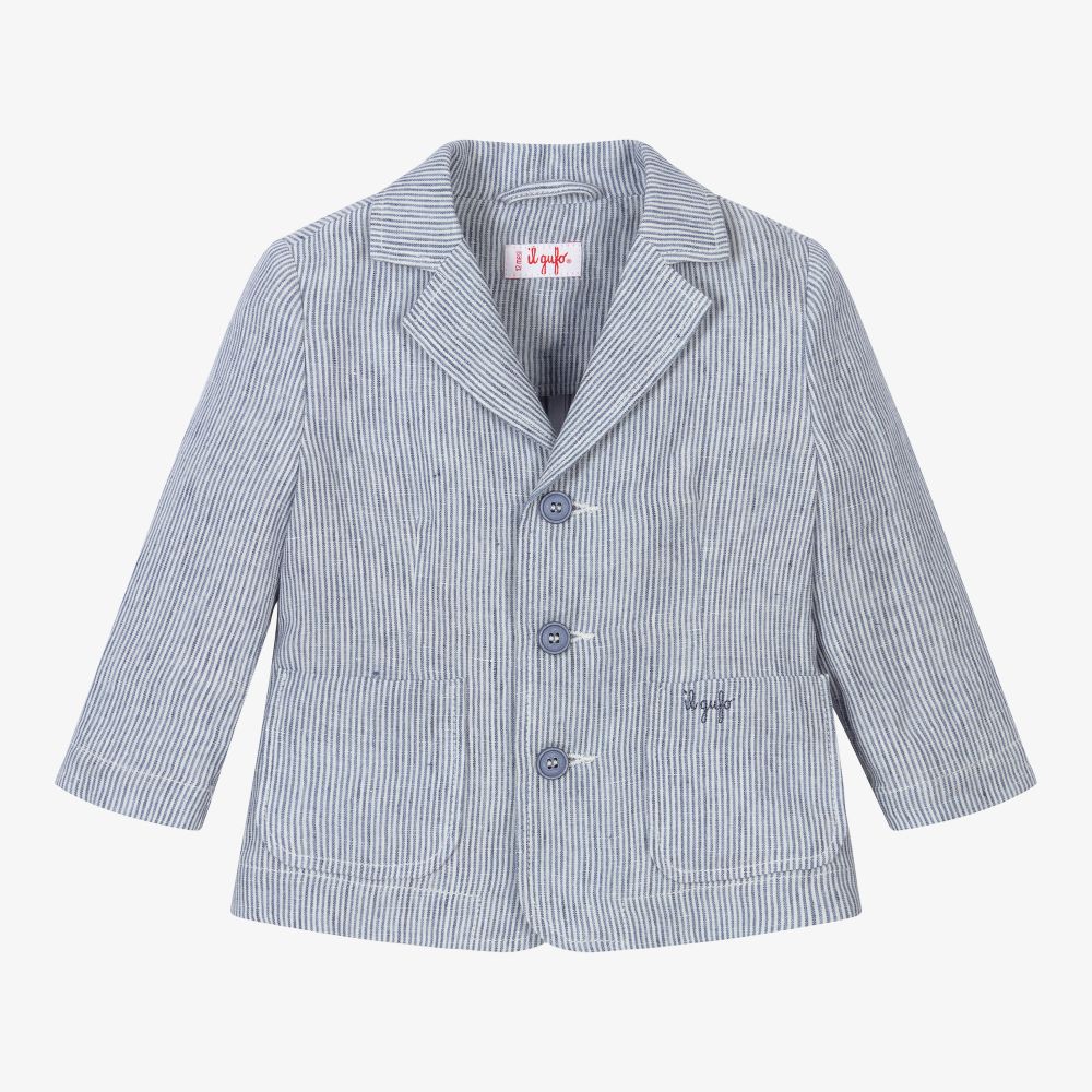 Il Gufo - Boys Blue Striped Linen Blazer | Childrensalon