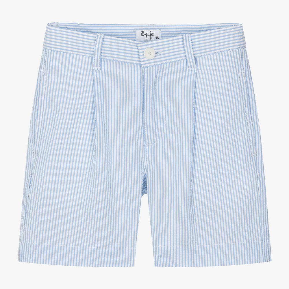 Boys Blue Striped Seersucker Shorts