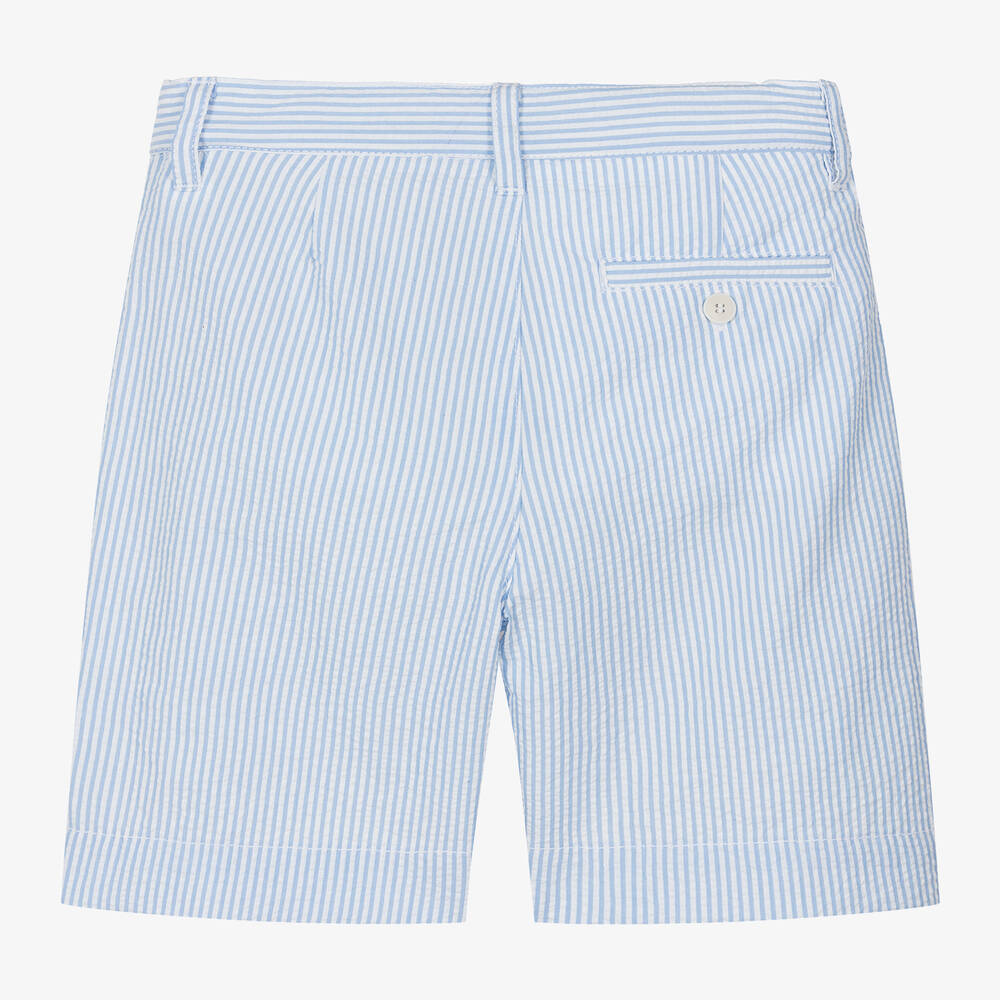 Il Gufo-Boys Blue Striped Seersucker Shorts | Childrensalon Outlet