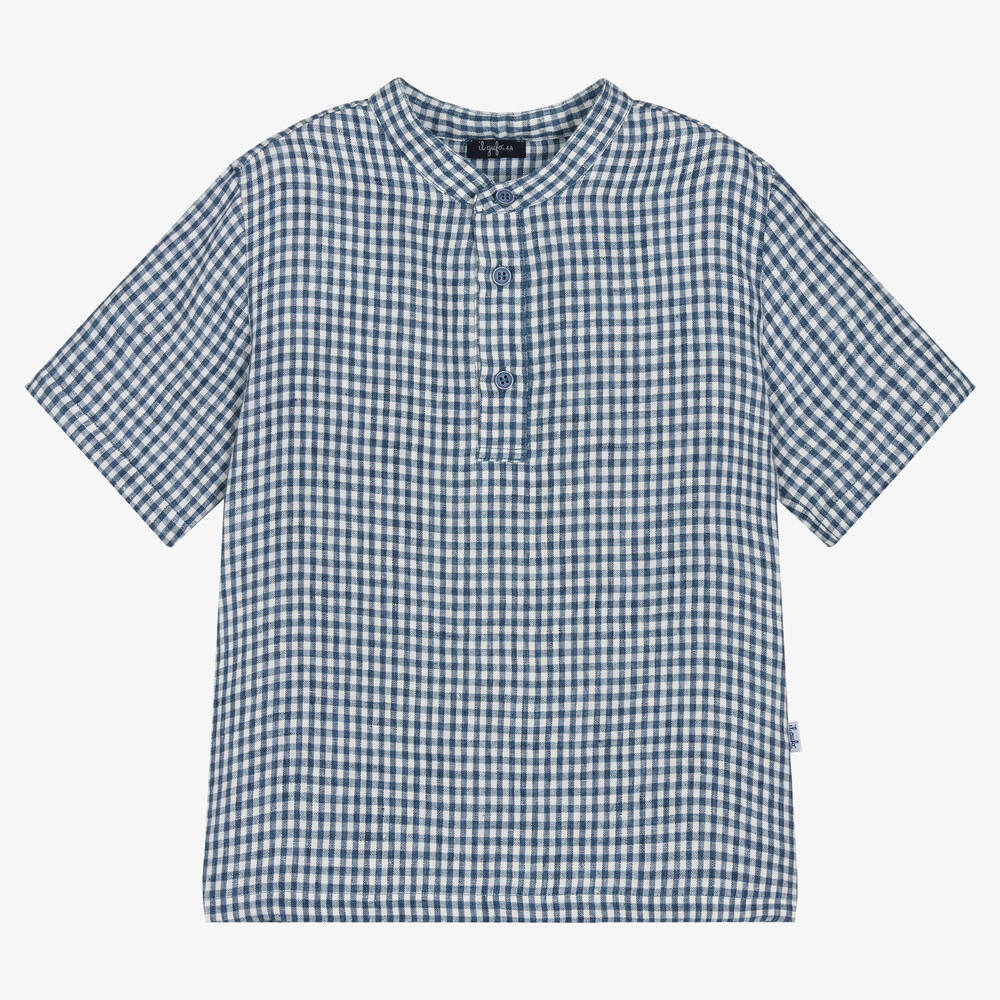 Il Gufo - قميص كتان لون أزرق وأبيض للأولاد | Childrensalon