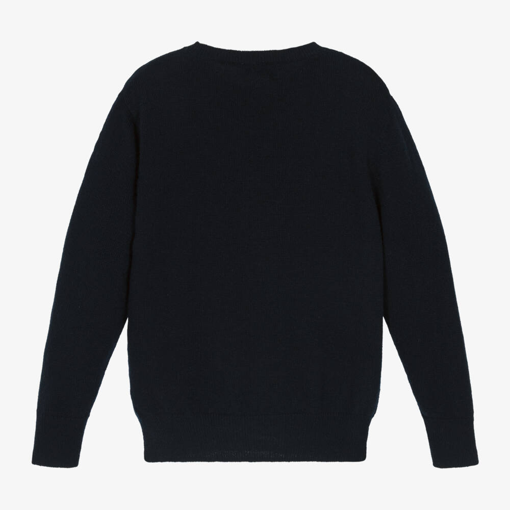 Il Gufo-Boys Blue Wool Crew Jumper | Childrensalon Outlet