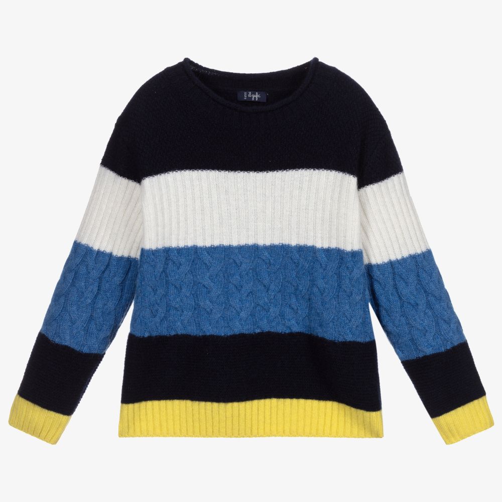 Il Gufo - Blauer Strickpullover aus Wolle (J) | Childrensalon