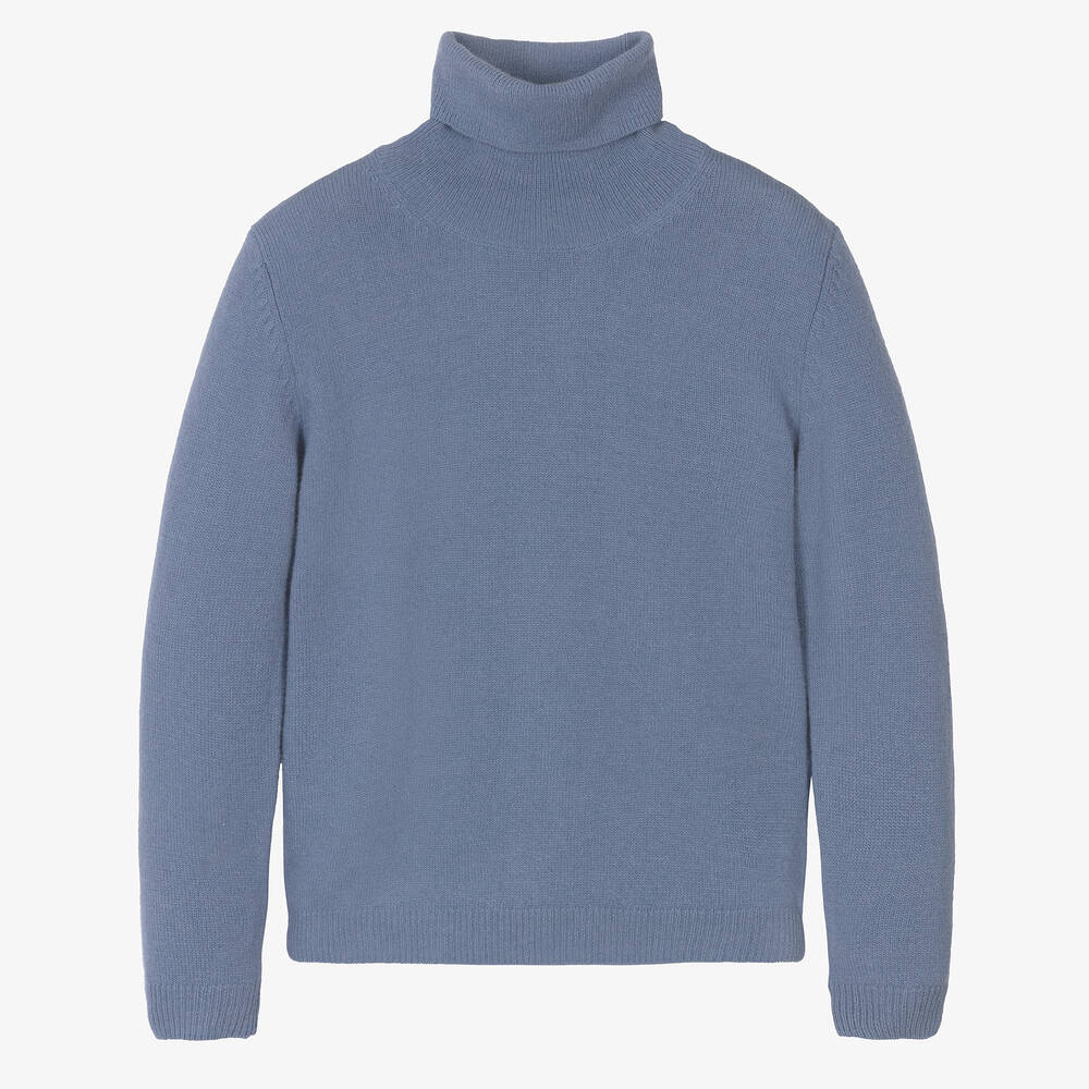 Il Gufo - Blauer Rollkragenpullover aus Wolle | Childrensalon