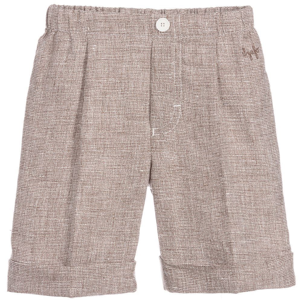 Il Gufo - Boys Brown Linen Shorts | Childrensalon