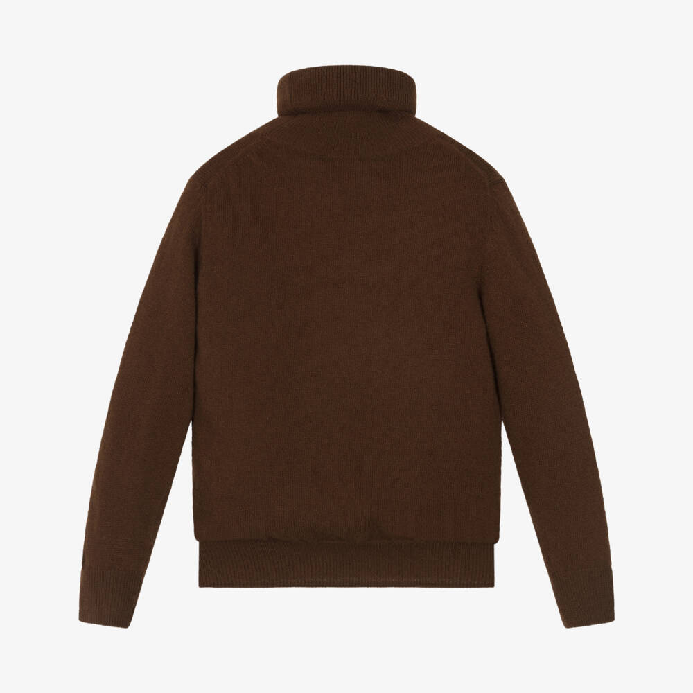 Il Gufo-Boys Brown Wool Roll Neck Sweater | Childrensalon Outlet