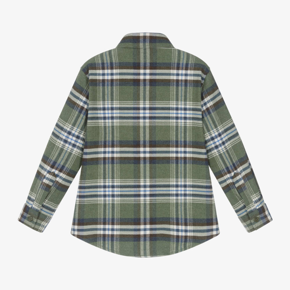 Il Gufo-Boys Checked Green Cotton Shirt | Childrensalon Outlet