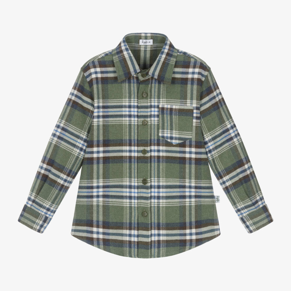 Il Gufo-Boys Checked Green Cotton Shirt | Childrensalon Outlet