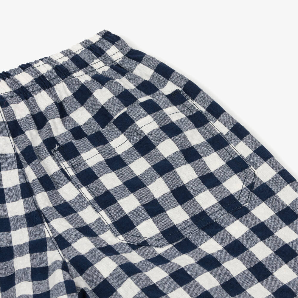 Il Gufo-شورت كلاسيكي أزرق بنقشة مربعات للأولاد | Childrensalon Outlet