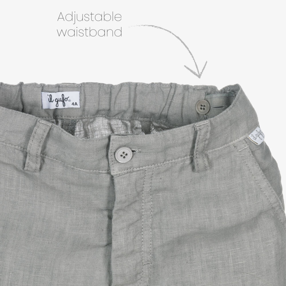 Il Gufo-Boys Classic Grey Linen Shorts | Childrensalon Outlet