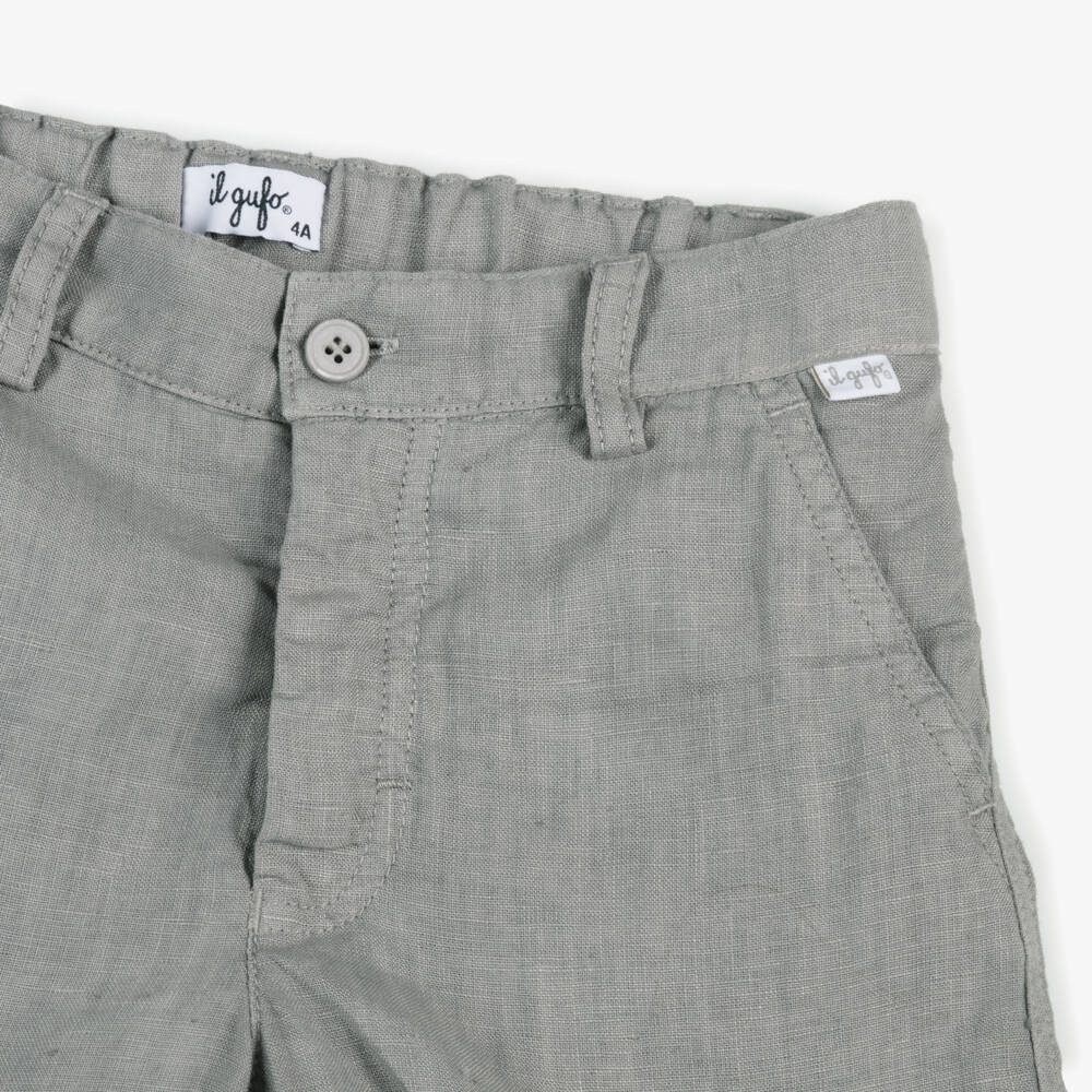 Il Gufo-Boys Classic Grey Linen Shorts | Childrensalon Outlet