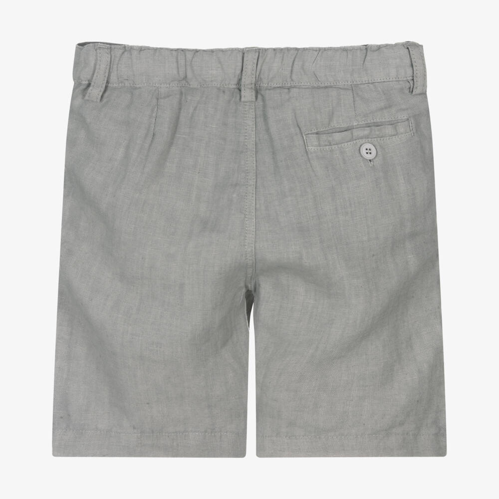 Il Gufo-Boys Classic Grey Linen Shorts | Childrensalon Outlet