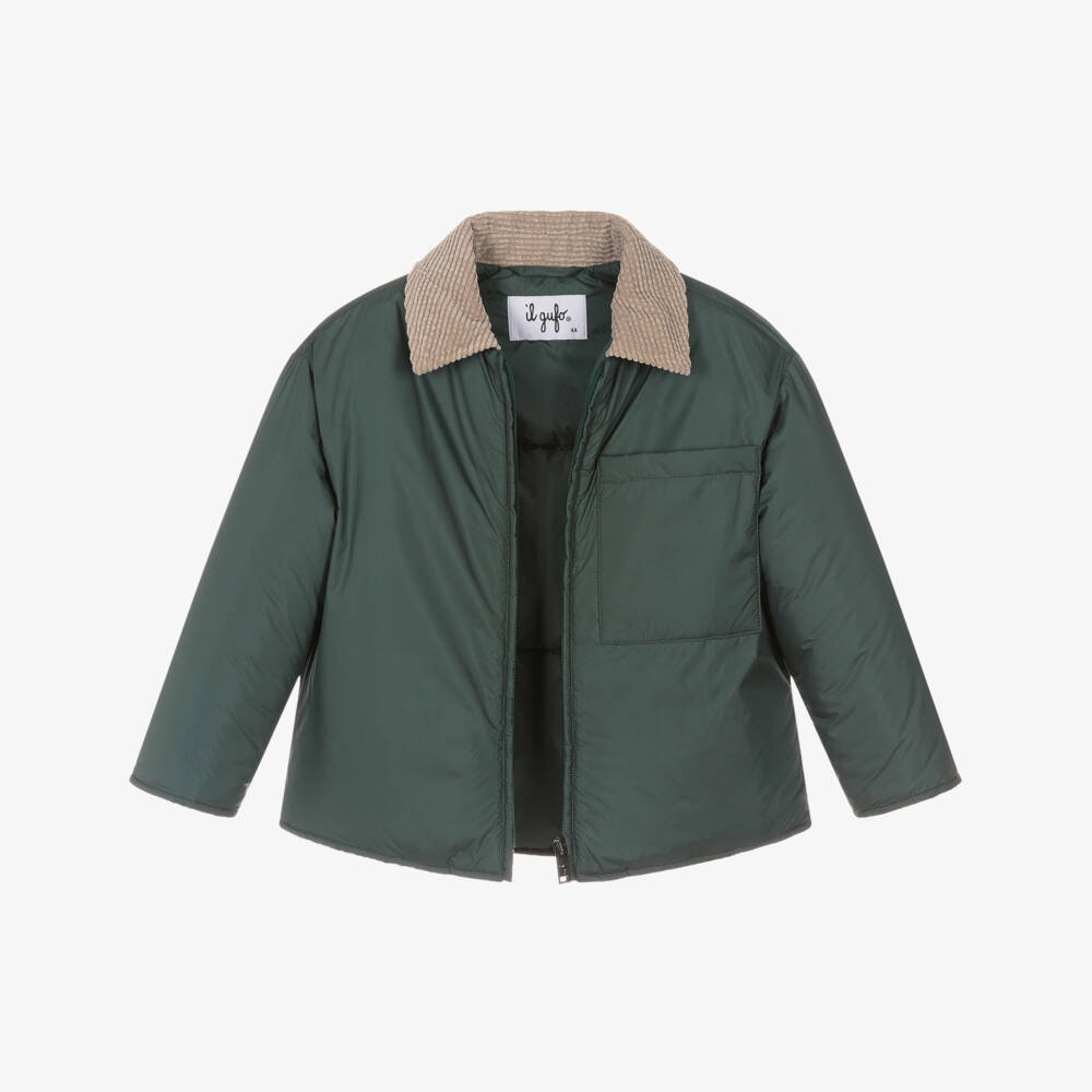 Il Gufo-Boys Corded Collar Green Jacket | Childrensalon Outlet