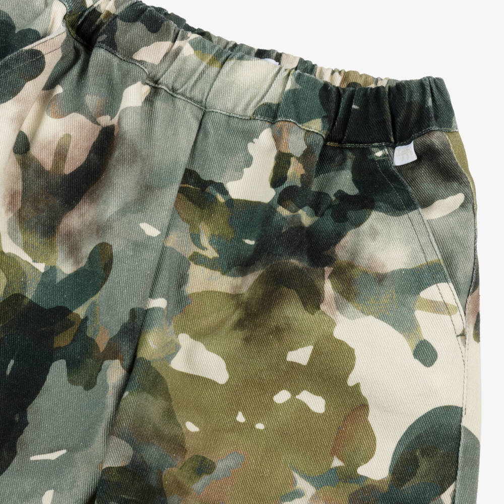 Il Gufo-Boys Cotton Camouflage Green Shorts | Childrensalon Outlet