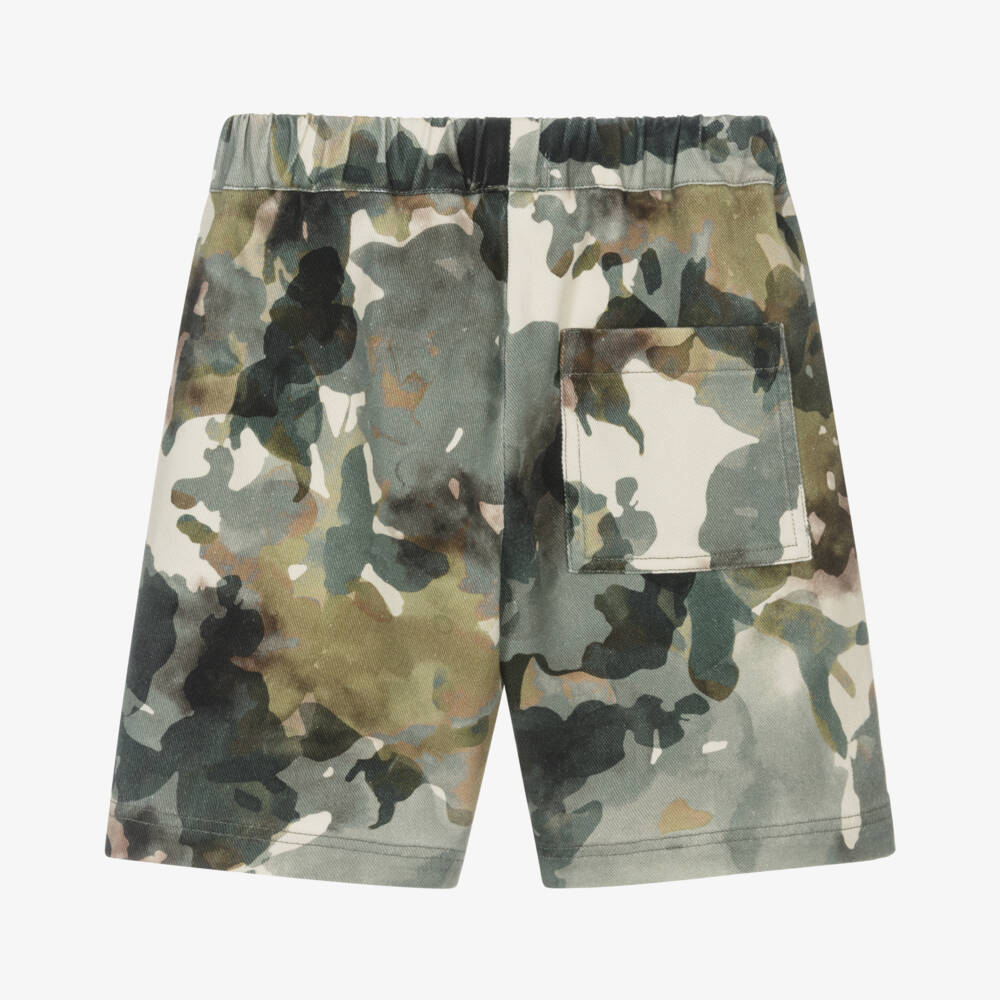 Il Gufo-Boys Cotton Camouflage Green Shorts | Childrensalon Outlet