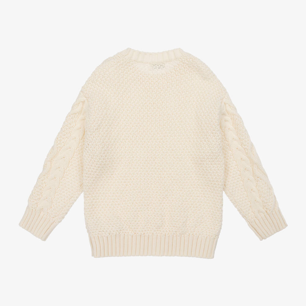Il Gufo-بلوفر صوف وقطن محبوك لون عاجي للأولاد | Childrensalon Outlet