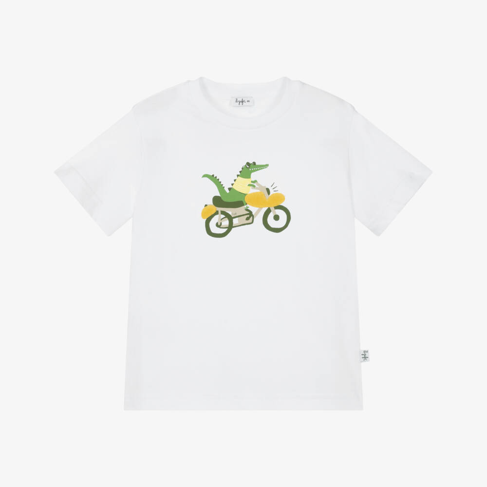 Il Gufo-Футболка с крокодилом белая для мальчиков | Childrensalon Outlet