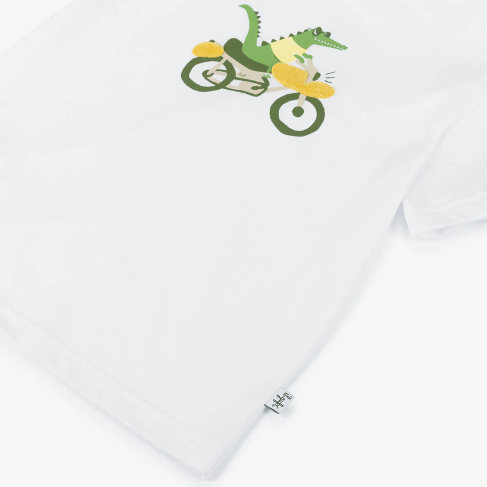 Il Gufo-Boys Crocodile White Tee Delight | Childrensalon Outlet
