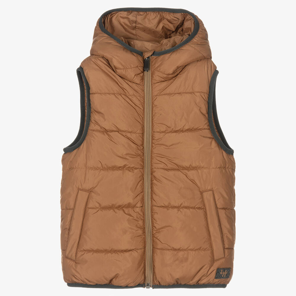 Il Gufo - Boys Dark Beige Puffer Gilet | Childrensalon