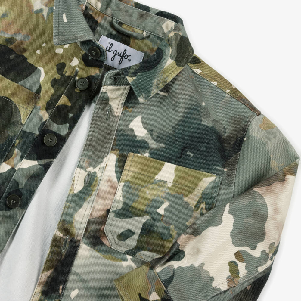 Il Gufo-Boys Durable Green Camouflage Coat | Childrensalon Outlet