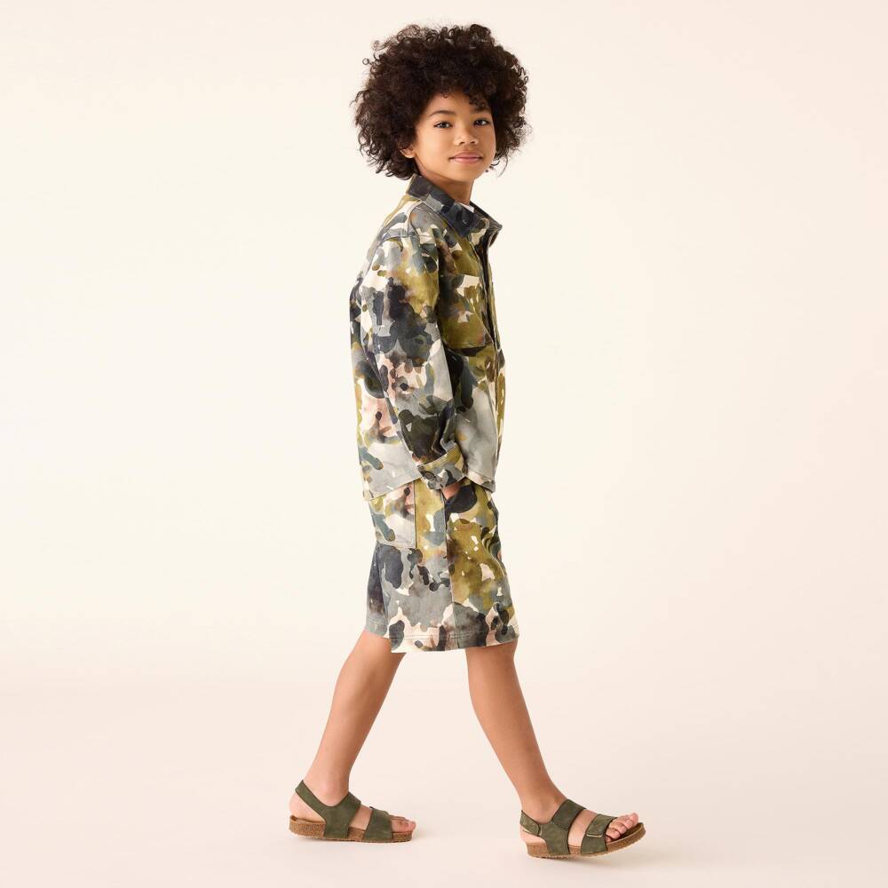 Il Gufo-Boys Durable Green Camouflage Coat | Childrensalon Outlet