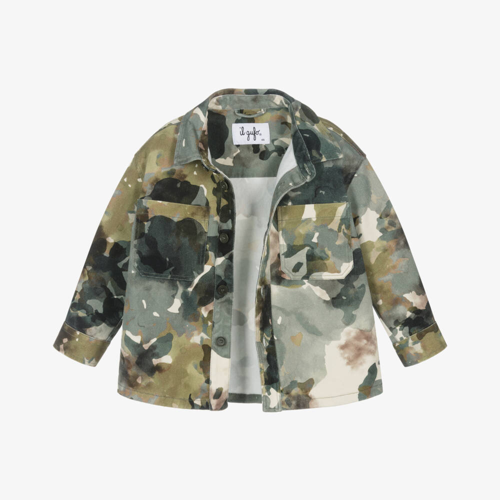 Il Gufo-Boys Durable Green Camouflage Coat | Childrensalon Outlet