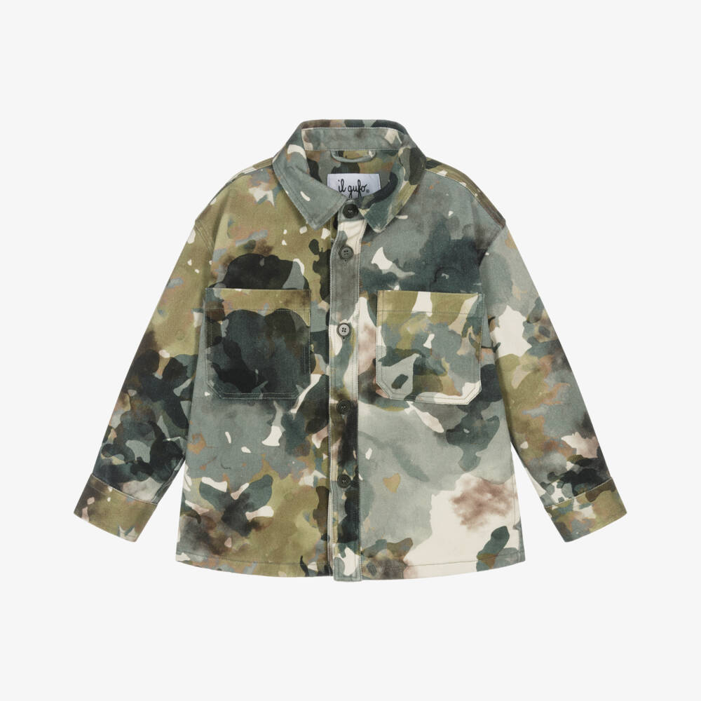 Il Gufo-Boys Durable Green Camouflage Coat | Childrensalon Outlet