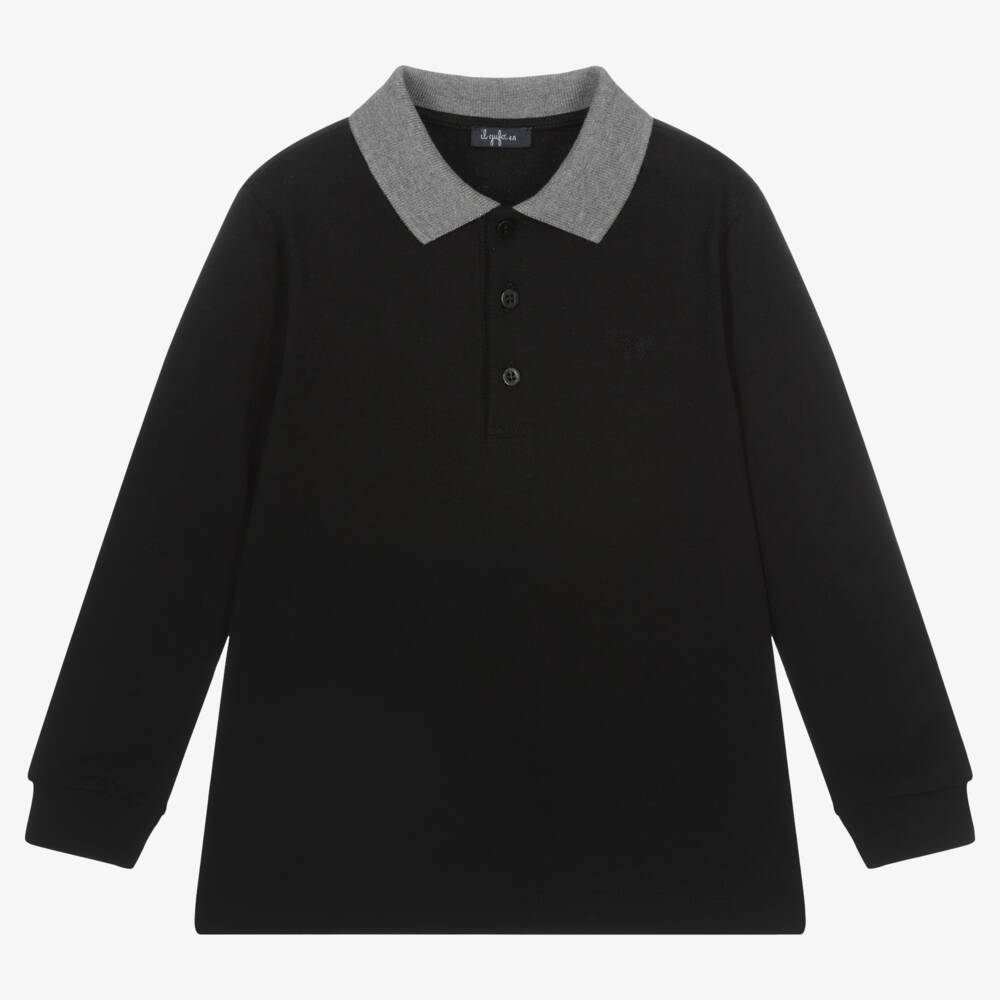 Il Gufo-Boys Elegant Black Cotton Polo | Childrensalon Outlet