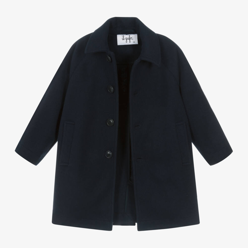 Il Gufo-Boys Felted Navy Overcoat | Childrensalon Outlet