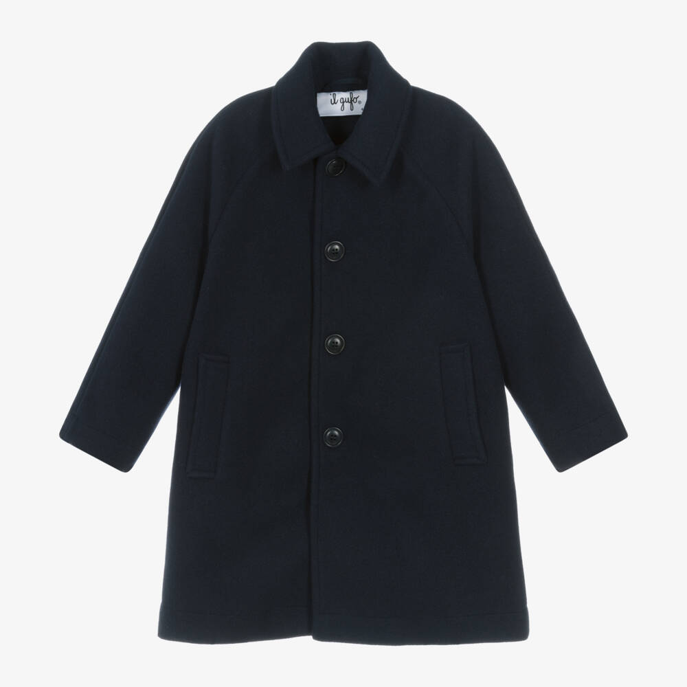 Il Gufo-Boys Felted Navy Overcoat | Childrensalon Outlet