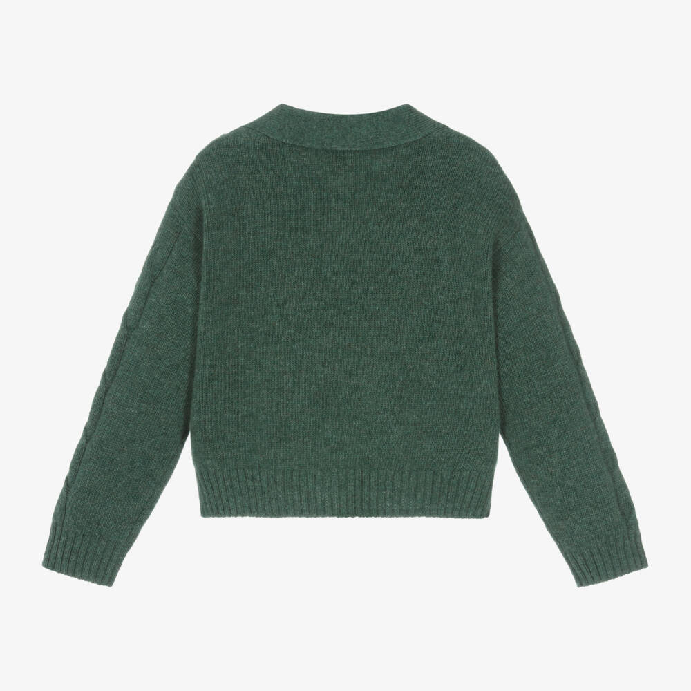 Il Gufo-Boys Green Cable Knit Cardigan | Childrensalon Outlet
