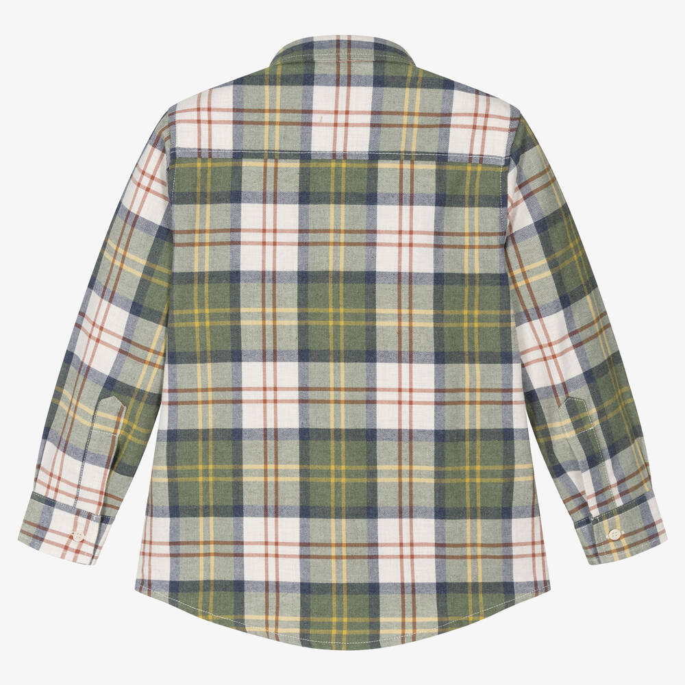 Il Gufo-Зеленая хлопковая рубашка в клетку | Childrensalon Outlet