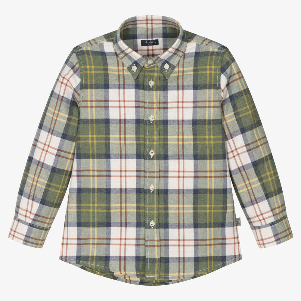 Il Gufo - Boys Green Check Cotton Shirt | Childrensalon