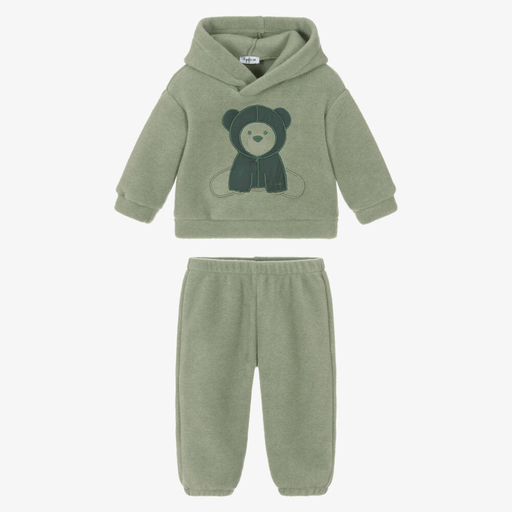 Il Gufo-Boys Green Fleece Bear Tracksuit | Childrensalon Outlet