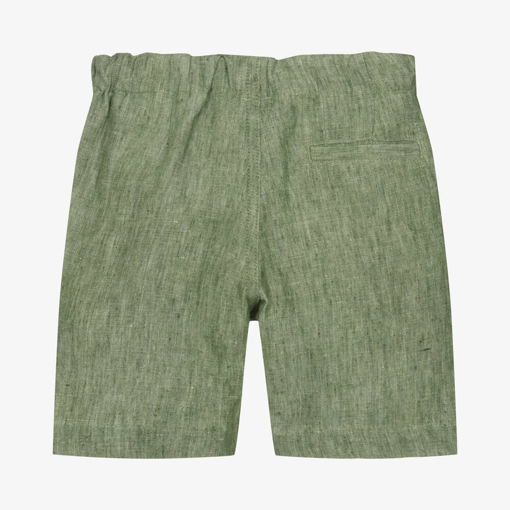 Il Gufo-Boys Green Linen Shorts | Childrensalon Outlet