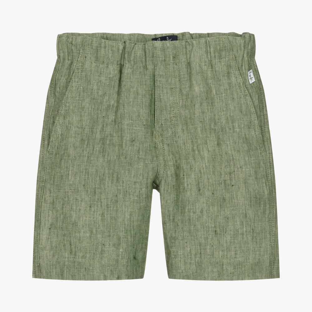 Il Gufo-Boys Green Linen Shorts | Childrensalon Outlet